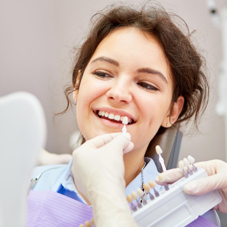 Woman at a cosmetic dentistry appointment